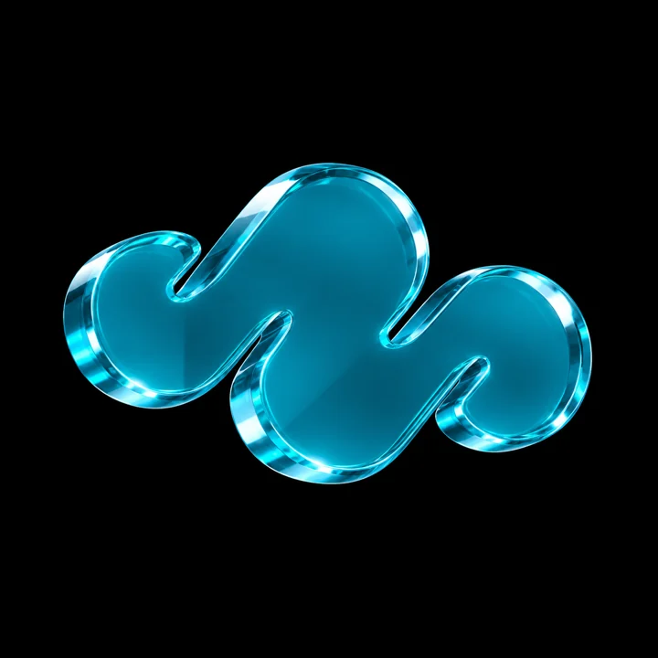 Teal glass interpretation of the 9cloud pictorial mark